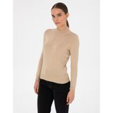 Pierre Cardin Kadın Bej Slim Fit Yarım Balıkçı Basic Kazak 50315768-VR011
