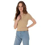 Pierre Cardin Kadın Bej Tişört Basic 50306039-VR011