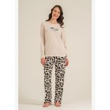 Pierre Cardin Kadın Better Than Yesterday Krem Uzun Kol Pijama Takım PC9299-S-V1 PC9299-S-V1