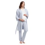 Pierre Cardin Kadın Beyaz 3'Lü Hamile Pijama Takımı, Uzun Kollu, Regular Kalıp, L Beden