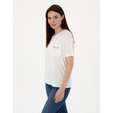 Pierre Cardin Kadın Beyaz Comfort Fit Tişört 50301456-VR013 - XS