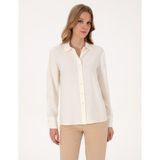 Pierre Cardin Kadın Beyaz Modal Karışımlı Comfort Fit Uzun Kollu Gömlek 50318219-VR259 - Kırık Beyaz - 38