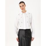 Pierre Cardin Kadın Beyaz Oversize Uzun Kollu Gömlek 50292277-VR013 - 40
