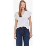 Pierre Cardin Kadın Beyaz Regular Fit Basic Tişört 50325454-VR013 - XL