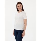 Pierre Cardin Kadın Beyaz Regular Fit Bisiklet Yaka Basic Tişört 50305766-VR013 - M
