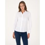 Pierre Cardin Kadın Beyaz Slim Fit Uzun Kollu Gömlek 50313222-VR013 - 36