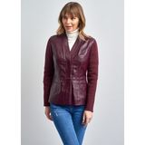 Pierre Cardin Kadın Bordo Çift Cepli Örme Kol Deri Ceket - 48