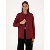 Pierre Cardin Kadın Bordo Oversize Uzun Kollu Gömlek 50318232-VR014 - 44