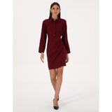 Pierre Cardin Kadın Bordo Regular Fit Dokuma Elbise 50318220-VR014 - 34