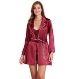 Pierre Cardin Kadın Bordo Saten Dantelli Gecelik Sabahlık 4'lü Takım, XL Beden