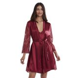 Pierre Cardin Kadın Bordo Saten Dantelli Gecelik & Sabahlık Takım, L Beden