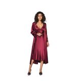 Pierre Cardin Kadın Bordo Saten Gecelik, Dantelli, Balenli, XL Beden