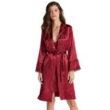 Pierre Cardin Kadın Bordo Saten Gecelik, Dantelli, Destekli, XL Beden