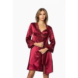 Pierre Cardin Kadın Bordo Saten Gecelik, Dantelli, S Beden