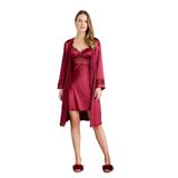Pierre Cardin Kadın Bordo Saten Gecelik, XL Beden