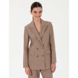Pierre Cardin Kadın Camel Slim Fit Keten Karışımlı Ceket 50299966-VR015 - Dropsuz - 36