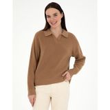 Pierre Cardin Kadın Camel Yün Regular Fit Polo Yaka Kazak 50296492-VR015 - S