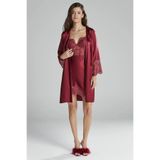 Pierre Cardin Kadın Dantelli Saten Gecelik, 6'lı Set, Bordo, S Beden