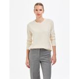 Pierre Cardin Kadın Ekru Comfort Fit Bisiklet Yaka Basic Kazak 50316393-VR019 - 2XL
