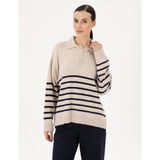Pierre Cardin Kadın Ekru Comfort Fit Kazak 50300147-VR019