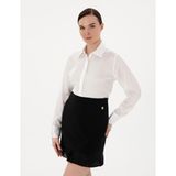 Pierre Cardin Kadın Ekru Comfort Fit Saten Uzun Kollu Gömlek 50313588-VR019 - 38