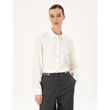 Pierre Cardin Kadın Ekru Comfort Fit Uzun Kollu Gömlek 50292250-VR019 - 42