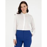 Pierre Cardin Kadın Ekru Comfort Fit Uzun Kollu Gömlek 50296330-VR019 - 36