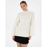 Pierre Cardin Kadın Ekru Comfort Fit Yarım Balıkçı Kazak 50310958-VR019 - S