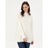 Pierre Cardin Kadın Ekru Oversize Yarım Balıkçı Kazak 50301841-VR019 - 2XL