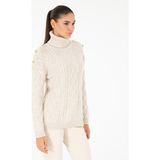 Pierre Cardin Kadın Ekru Regular Fit Balıkçı Yaka Kazak 50294435-VR019