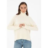 Pierre Cardin Kadın Ekru Regular Fit Balıkçı Yaka Yün Kazak 50296491-VR019 - S