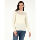 Pierre Cardin Kadın Ekru Regular Fit Yün Karışımlı Kazak 50291359-VR019