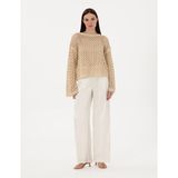 Pierre Cardin Kadın Ekru Saten Loose Fit Pantolon 50301267-VR019 - 40 - Dropsuz