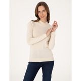 Pierre Cardin Kadın Ekru Slim Fit Yarım Balıkçı Basic Kazak 50315768-VR019 - 2XL