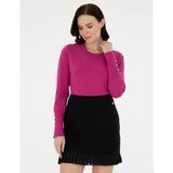 Pierre Cardin Kadın Fuşya Slim Fit Basic Kazak 50290566-VR023 - XL
