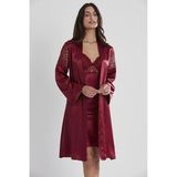 PİERRE CARDİN KADIN GECELIK 6955 SATEN KAPLI 6LI SET BORDO