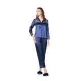 Pierre Cardin Kadın Gecelik, Lacivert, Saten, Dantelli, XL Beden