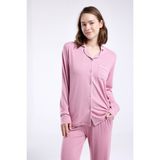 Pierre Cardin Kadın Gömlek Yaka Önden Düğmeli Pijama TAKIM-8986 - Gül Kurusu