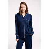Pierre Cardin Kadın Gömlek Yaka Önden Düğmeli Pijama TAKIM-8986 - Lacivert