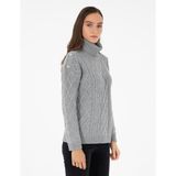 Pierre Cardin Kadın Gri Melanj Regular Fit Balıkçı Yaka Kazak 50294435-VR086 - S