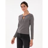 Pierre Cardin Kadın Gri Melanj Slim Fit Kazak 50290555-VR086