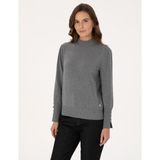 Pierre Cardin Kadın Gri Melanj Slim Fit Yarım Balıkçı Basic Kazak 50310887-VR086