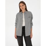 Pierre Cardin Kadın Gri Oversize Uzun Kollu Gömlek 50313653-VR024