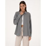 Pierre Cardin Kadın Gri Oversize Uzun Kollu Gömlek 50318232-VR024 - 38