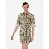 Pierre Cardin Kadın Haki Comfort Fit Uzun Kollu Keten Gömlek 50301088-VR027 - 42