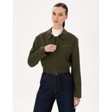 Pierre Cardin Kadın Haki Crop Top Ceket 50290809-VR027 - 36 - Dropsuz