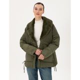 Pierre Cardin Kadın Haki Kürk Yaka Mont 50290341-VR027 - 40