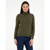 Pierre Cardin Kadın Haki Slim Fit Basic Kazak 50290579-VR238 - Bambu