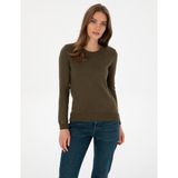 Pierre Cardin Kadın Haki Slim Fit Bisiklet Yaka Basic Kazak 50315758-VR027 - XS