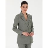 Pierre Cardin Kadın Haki Slim Fit Keten Karışımlı Ceket 50299966-VR027 - Dropsuz - 40